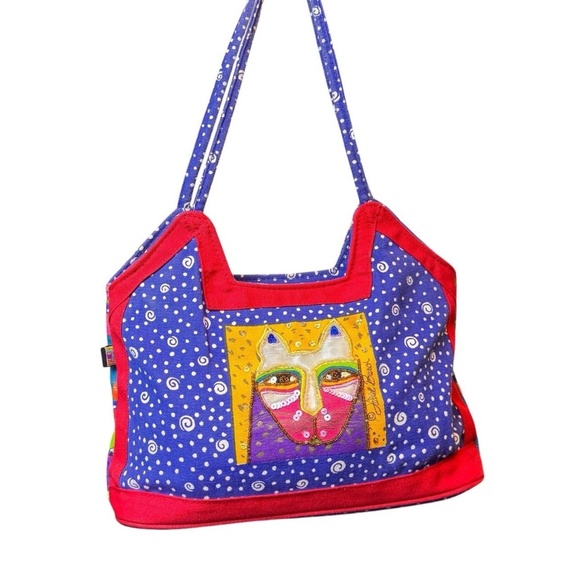 Vintage Laurel Burch Canvas Mini-tote Shoulder Bag - Picture 1 of 8